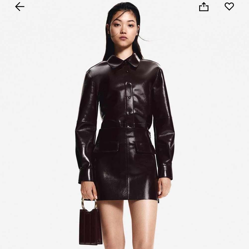 Coated mini skirt-Burgundy